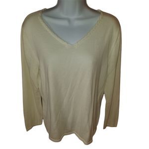 J Jill 100% Cotton Basic Cream Sweater